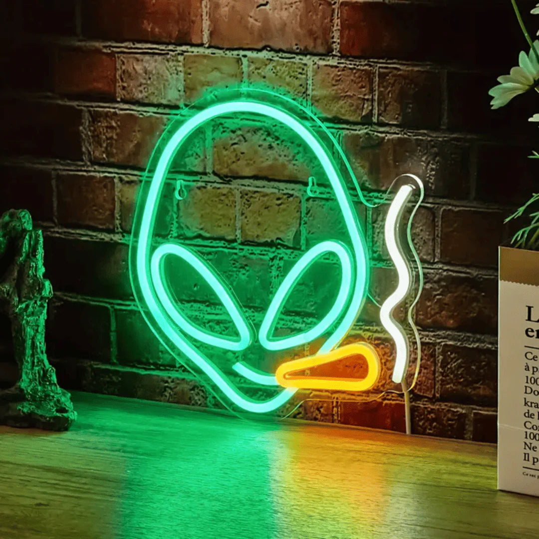 Smokin Alien Neon Sign