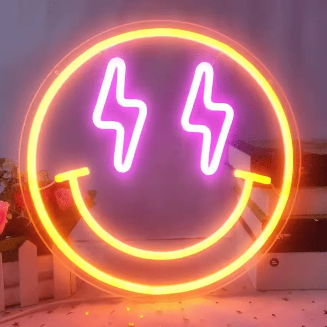 Smiley glow neon sign