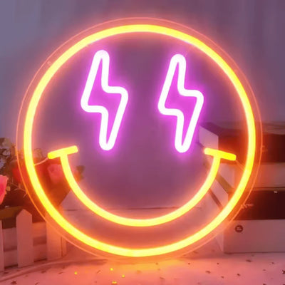 Smiley glow neon sign