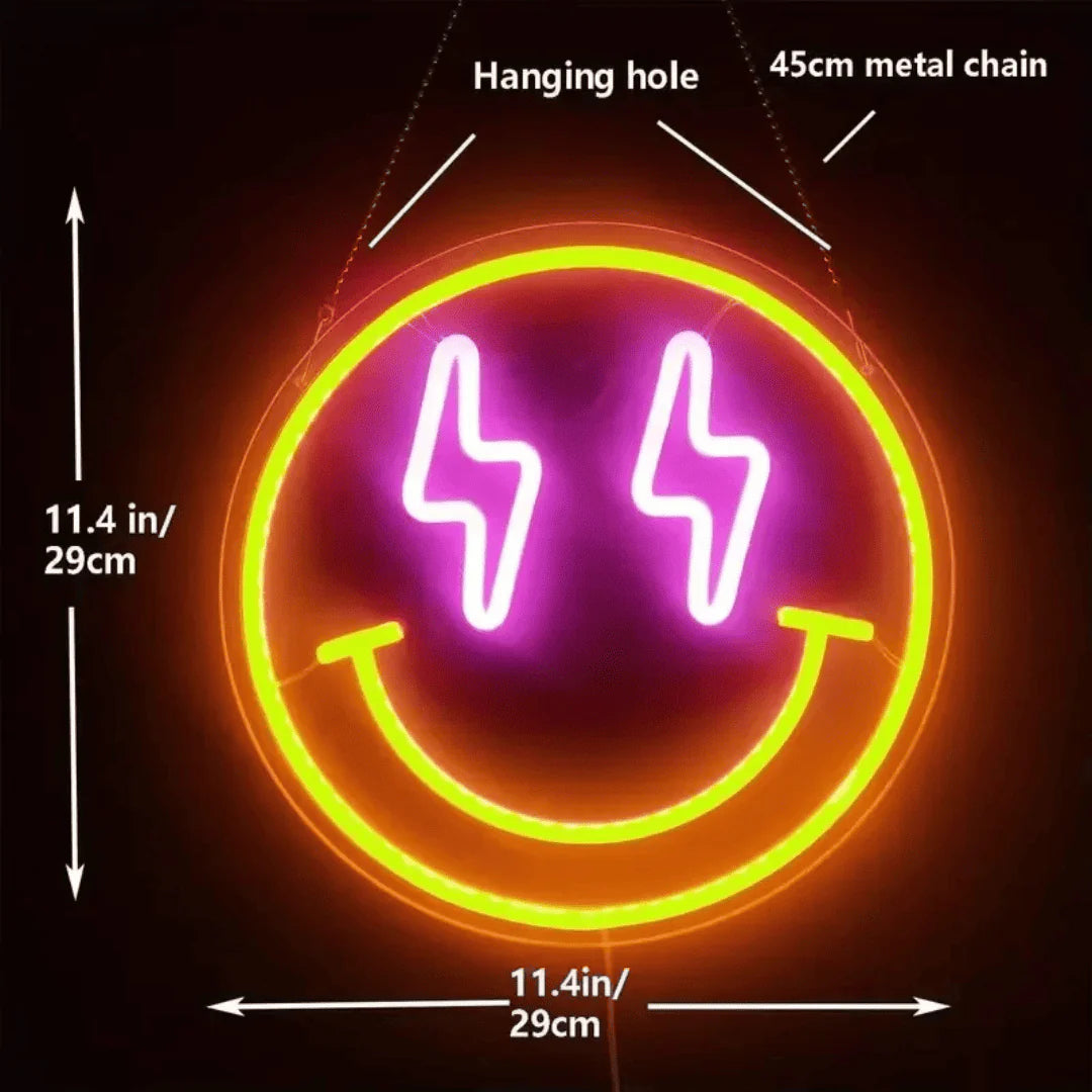 Smiley glow neon sign